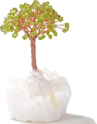 Vista 12 de KALIFANO Amatista natural (más de 100 piedras preciosas!) Árbol de cristal de chakra con base de racimo de cuarzo, árbol de dinero bonsái Feng Shui