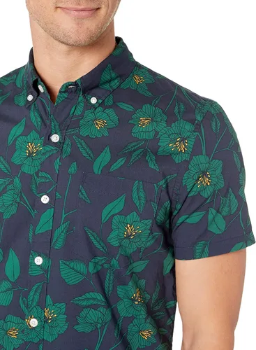 Vista 4 de Tienda Brand Goodthreads - Camisa de popelina estampada de corte ajustado y manga corta para hombre
