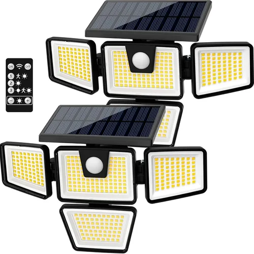 Vista 8 de AmeriTop Luces Solares para Exteriores, Paquete de 2 Luces LED Inalámbricas con Sensor de Movimiento Solar de Alto Brillo; 3 Cabezales Ajustables