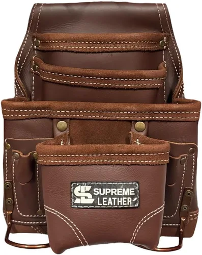 Vista 8 de Bolsa de herramientas de cuero Supreme Leather para construcción, bolsa de herramientas de carpintero, bolsa para electricista 10 bolsillos, 2