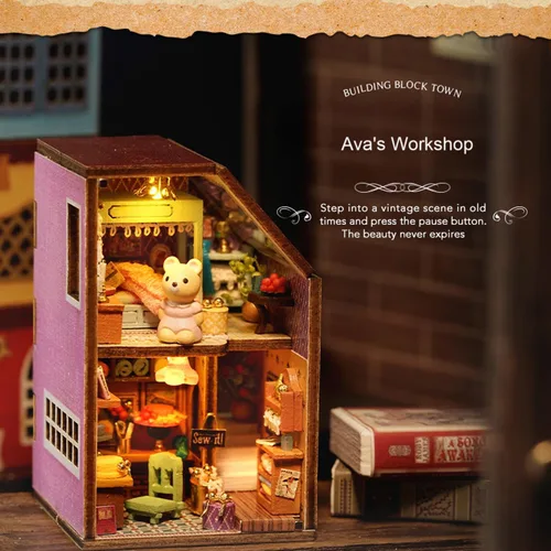 Vista 3 de MAGQOO - Kit de casa de muñecas en miniatura de bricolaje con muebles, escala 1:100, habitación creativa, mini casa de muñecas de madera, accesorios