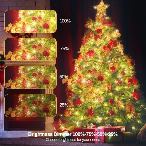 Vista 6 de 100 luces LED de color blanco cálido a multicolor de 33 pies, funciona con pilas, 8 modos, tira de luces para interiores y exteriores, para árbol