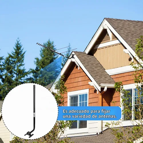 Vista 7 de Soporte universal de antena de TV de 32.8 pulgadas, poste de montaje de antena ajustable, poste de mástil resistente a la intemperie, montaje en J