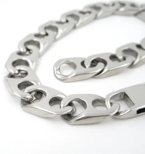 Vista 3 de Pulsera plana de acero inoxidable para hombre, 0.394 in, 8,2 pulgadas, Acero inoxidable, Sin gemas.