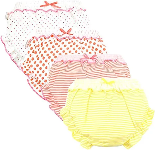 Vista 6 de Paquete de 4 calzones suaves surtidos para bebés, bragas adorables para niñas