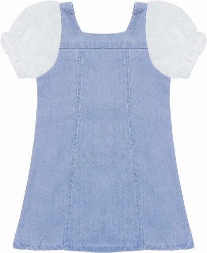 Vista 8 de KIDSCOOL SPACE Bebé Niña Corazón Rojo Lentejuelas Decoración Verano Manga Corta Vestido Denim
