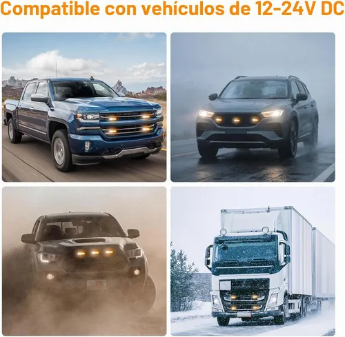 Vista 7 de EEEKit 10 luces LED estroboscópicas de emergencia, 6 LED ámbar blanco estroboscópico luces intermitentes de emergencia de montaje en superficie