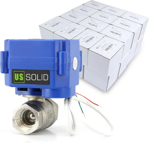 Vista 10 de Válvula de bola motorizada. Válvula de bola de acero inoxidable de 3/4" con puerto completo, 9-24V CC y configuración de retorno automático de 2