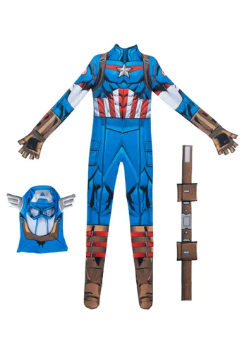 Vista 2 de Disfraz Zentai de Capitán América para Niños Multicolor
