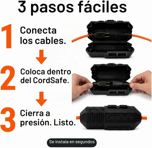 Vista 4 de Plus - Protector de conexión de cable de extensión resistente a la intemperie, se adapta a 18-12 AWG, ayuda a mantener los enchufes seguros Negro