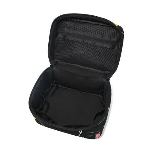 Vista 5 de senya Bolsas de maquillaje de viaje con cremallera, patrón de gatos negros, bolsa de cosméticos, bolsas de aseo y tren, bolsas de almacenamiento