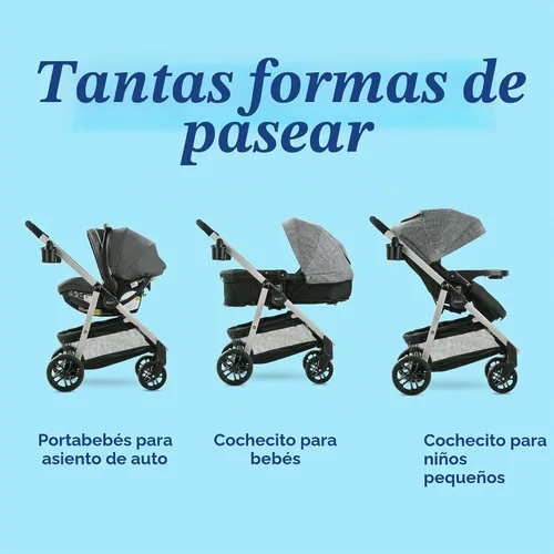 Vista 2 de Sistema de viaje Pramette de Graco Modos, asiento de coche y cochecito combinado, incluye asiento de automóvil infantil SnugRide LX y cochecito