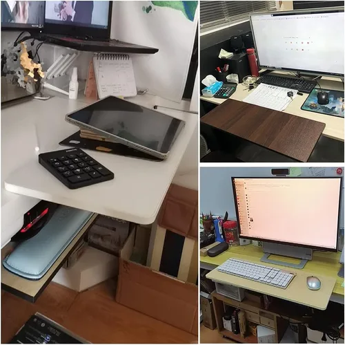 Vista 5 de Y&J Extensor de escritorio para teclado, bandeja de cajón de teclado, soporte de arco, sin perforaciones, perfecto para el dormitorio de la oficina