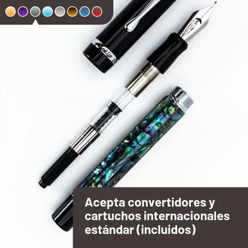 Vista 6 de Conklin Duragraph Pluma estilográfica Abalone Nights - Punta mediana, elegante instrumento de escritura con exquisito acabado de abulón
