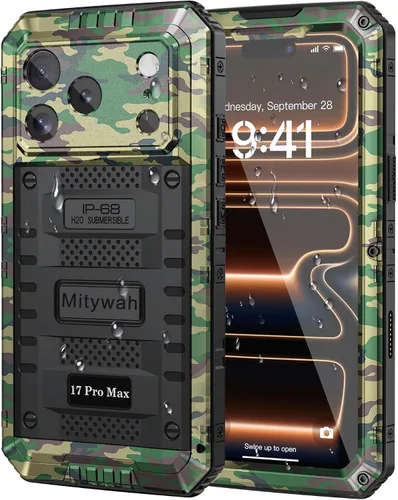 Vista 40 de Mitywah Funda impermeable para iPhone 7/iPhone 8 / iPhone SE 2020, funda de metal resistente de grado militar, protección de cuerpo completo