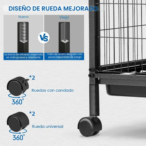 Vista 4 de HABUTWAY Jaulas de metal para animales pequeños de 45 pulgadas de alto, jaula de chinchilla rodante con rampas extraíbles, jaula Lagre