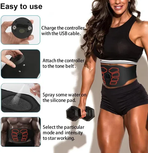 Vista 6 de Estimulador muscular EMS, estimulador ABS, cinturón de tonificación abdominal, equipo de entrenamiento de fitness para oficina en casa para abdomen