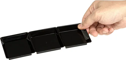 Vista 10 de Restaurantware Bandejas de salsa de 7.5 x 2.5 pulgadas, 100 platos desechables divididos para servir, tapas se venden por separado, de plástico Negro