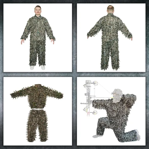 Vista 7 de QuikCamo Mossy Oak 3D Leafy Camo Ghillie Suit - Breathable Quiet Mesh, Snaps and Zippered Pockets for Turkey Hunting