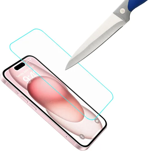 Vista 5 de Mr.Shield Protector de pantalla compatible con iPhone 16 / iPhone 15 [6.1 pulgadas] [vidrio templado] [paquete de 3] [vidrio japonés con dureza 9H]