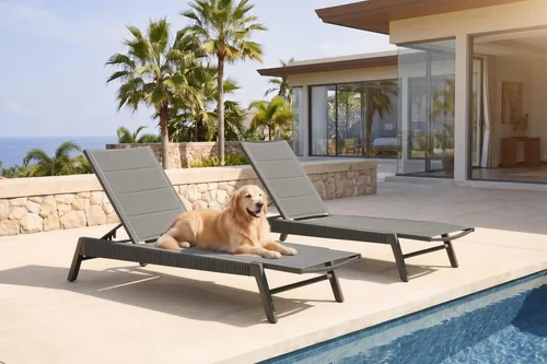 Vista 14 de PURPLE LEAF Sillones de día al aire libre con cojín para tomar el sol, tumbonas reclinables para bronceado, juego de 2, aluminio, para patio