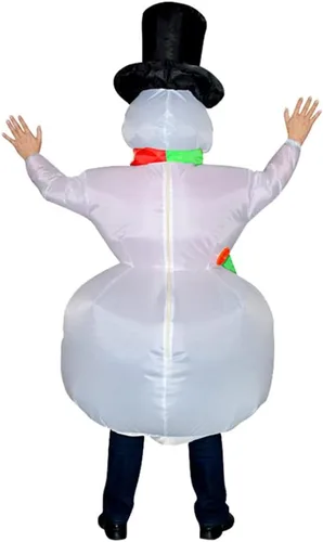 Vista 7 de Disfraz inflable de muñeco de nieve blanco para disfraz de Halloween, disfraz de fiesta