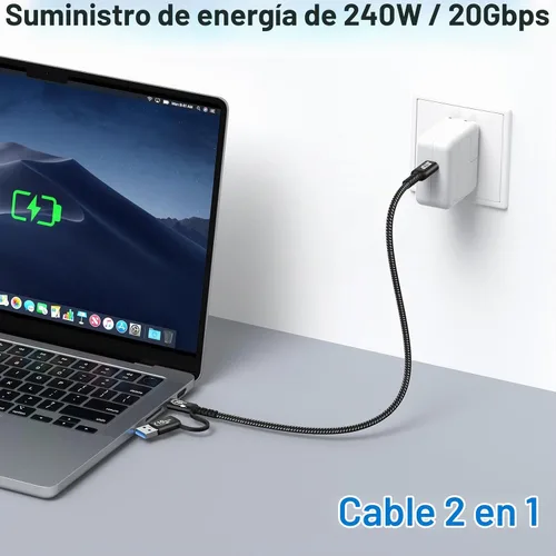Vista 5 de Cable USB C 2 en 1 Android Auto de 1.5 pies [2 paquetes], USB-C de Negro