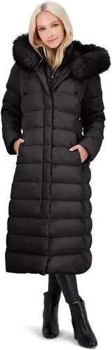 Vista 7 de TAHARI Nellie - Abrigo largo para mujer, chaqueta aislada con ribete de piel sintética extraíble beige-a