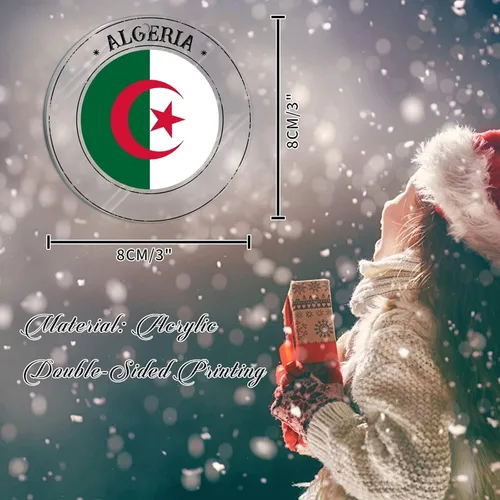 Vista 2 de Bandera de Argelia, adorno para árbol de Navidad, bandera nacional, Argelia, suministros colgantes de Navidad, suministros de fiesta de Navidad