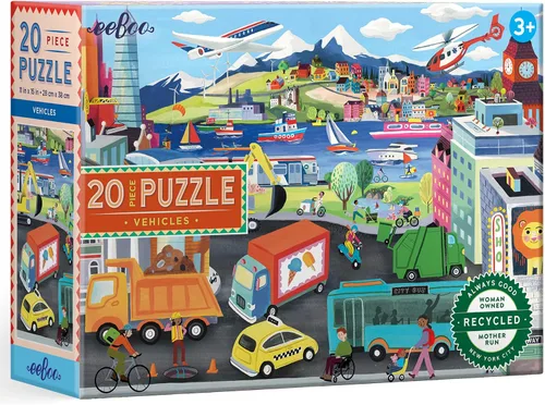 Vista 11 de eeBoo Rompecabezas de 20 piezas – Dinosaur Land Rompecabezas infantil con temática prehistórica, piezas grandes para manos pequeñas para desarrollar