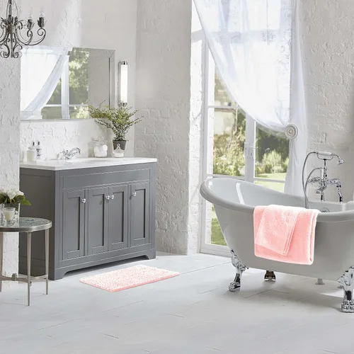 Vista 23 de Laura Ashley - Juego de 2 tapetes de baño de chenilla suave, 20 x 34 pulgadas, color azul