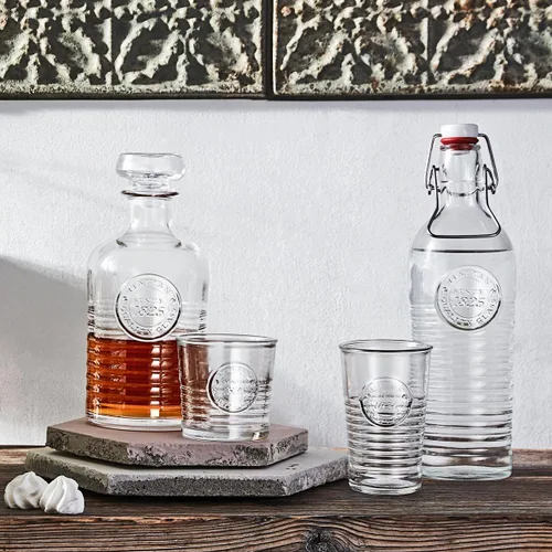 Vista 6 de Bormioli - Botella de agua Rocco Officina, 37.25 onzas, jarra de vidrio italiana, sello hermético y abrazadera de metal, asa fácil de transportar