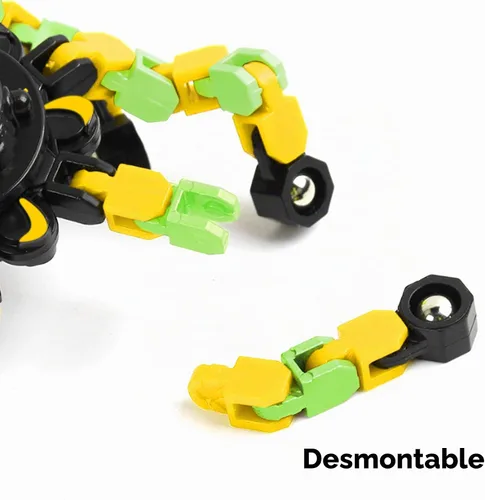 Vista 3 de Fidget Spinners, robot de cadena transformable para hacer tú mismo, que brilla en la oscuridad, juguete mecánico creativo para aliviar el estrés