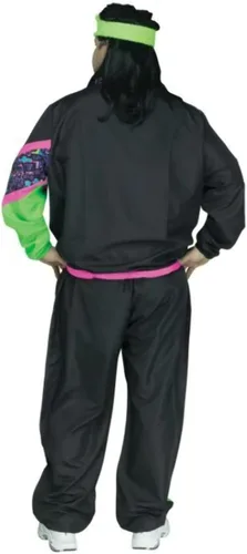 Vista 2 de Fun World Traje deportivo de los años 80 para hombre, Negro