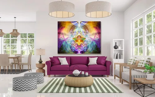 Vista 6 de Spiritual Tapestry Meditation Wall Hanging Gaia Earth Wall Art Flower of Life Secret Garden (Large)