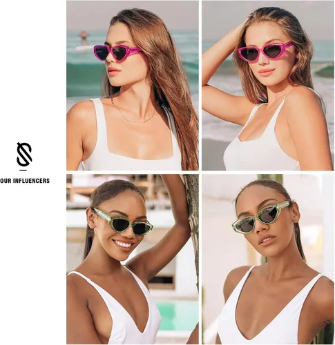 Vista 3 de SOJOS Gafas de sol polarizadas de moda ojo de gato para mujer, gafas de sol de moda Cateye SJ2295