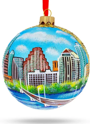 Vista 6 de Austin, Texas - Adorno de Navidad con bola de cristal, 4 pulgadas