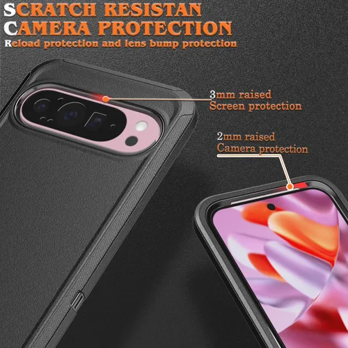 Vista 4 de Defender Series - Funda para Google Pixel 9 Pro XL, resistente y duradera, grado militar, a prueba de golpes, con protección de puerto, incluye