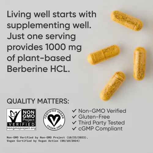 Vista 4 de Sports Research Berberina - Apoyo metabólico ayurvédico a base de hierbas para la salud, 500 mg, 60 cápsulas, certificado vegano, sin gluten, sin OMG
