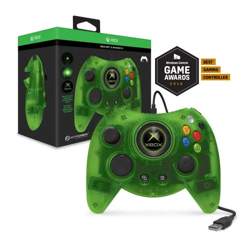Vista 4 de Hyperkin Duke Wired Controller for Xbox One Windows 10 PC (Green Limited Edition) - Officially Licensed by Xbox