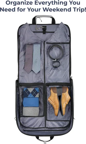 Vista 5 de ZEGUR Bolsa de ropa para viajes y viajes de negocios con correa para el hombro, Gris de lujo.