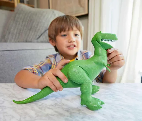 Vista 2 de Mattel DisneyPixar Toy Story 4 True Talkers Figura Rex, 7.8 in / 19.81 cm de altura Posable, Figura de personaje parlante con apariencia auténtica