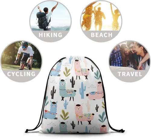 Vista 8 de Ocean Scallops - Bolsas con cordón para hombre y mujer, diseño de rayas azules, Bolsas de agarre con cordón de alpaca, Classic
