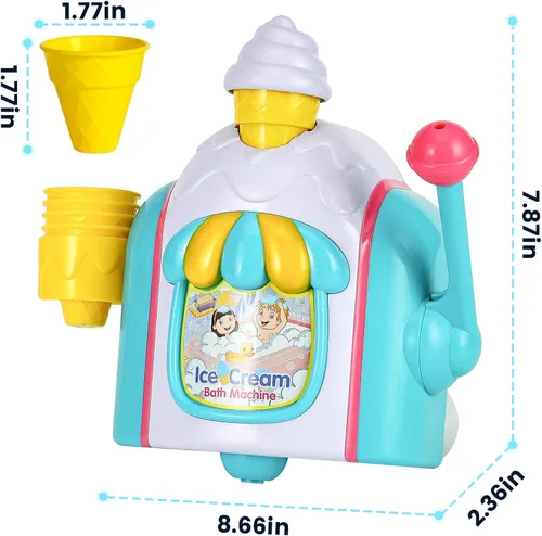 Vista 6 de Juguetes de baño para niños de 4 a 8 años, máquina de burbujas de helado para niños pequeños de 3 a 5 años, juguetes de baño de espuma de helado