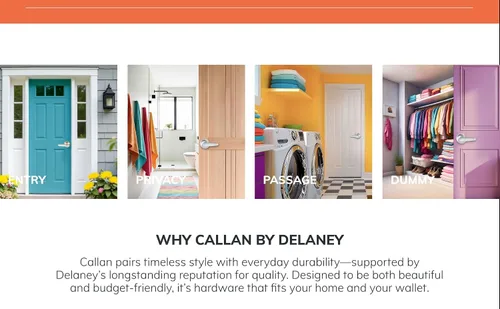 Vista 3 de Delaney Callan Carlyle Passage - Pomo para puerta (pasillo/armario), color negro mate