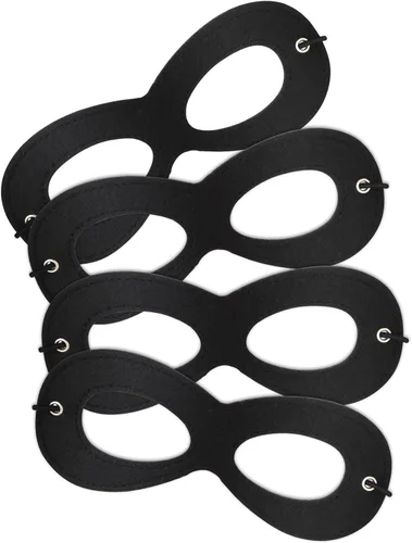Vista 9 de Máscara de superhéroe AIMIKE, máscara de ojos de fieltro negro, disfraz de Halloween, máscara ajustable con cuerda elástica
