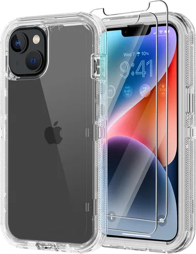 Vista 11 de para iPhone 14 Plus Funda con 2 Protectores de Pantalla, Funda Resistente a Caídas y a Prueba de Golpes, Resistente de 3 Capas, Militar, Duradera