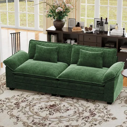 Vista 42 de Sofá modular de gran tamaño de 154 pulgadas, cómodo sofá en forma de U con 3 otomanas móviles, sofá moderno de felpilla de 7 plazas para sala