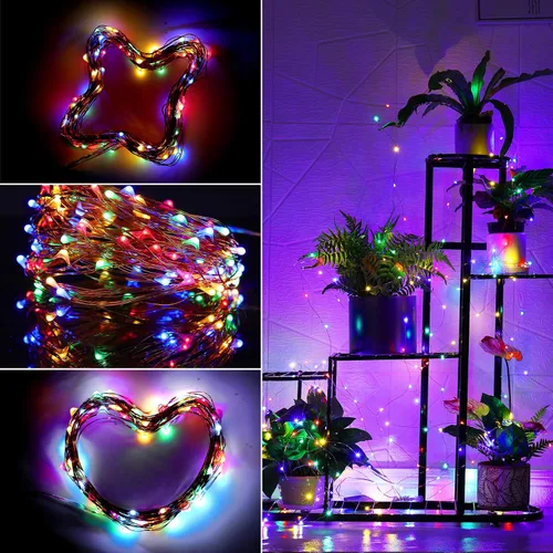 Vista 4 de Mikasol - Guirnalda de luces de pilas, 1 paquete de cadena de luces LED que funcionan con 3 pilas AAA, de alambre de cobre, luces para decoración