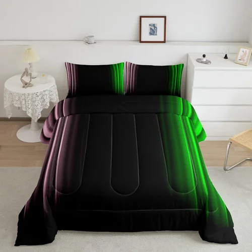 Vista 30 de Feelyou Juego de edredón geométrico degradado para adolescentes, tamaño individual, para niños y mujeres, azul, rojo y negro, juego de ropa de cama